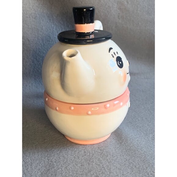 Johanna Parker Snowman Teapot and Teacup Set Vintage Johanna Parker Teapot Set - Picture 2 of 12